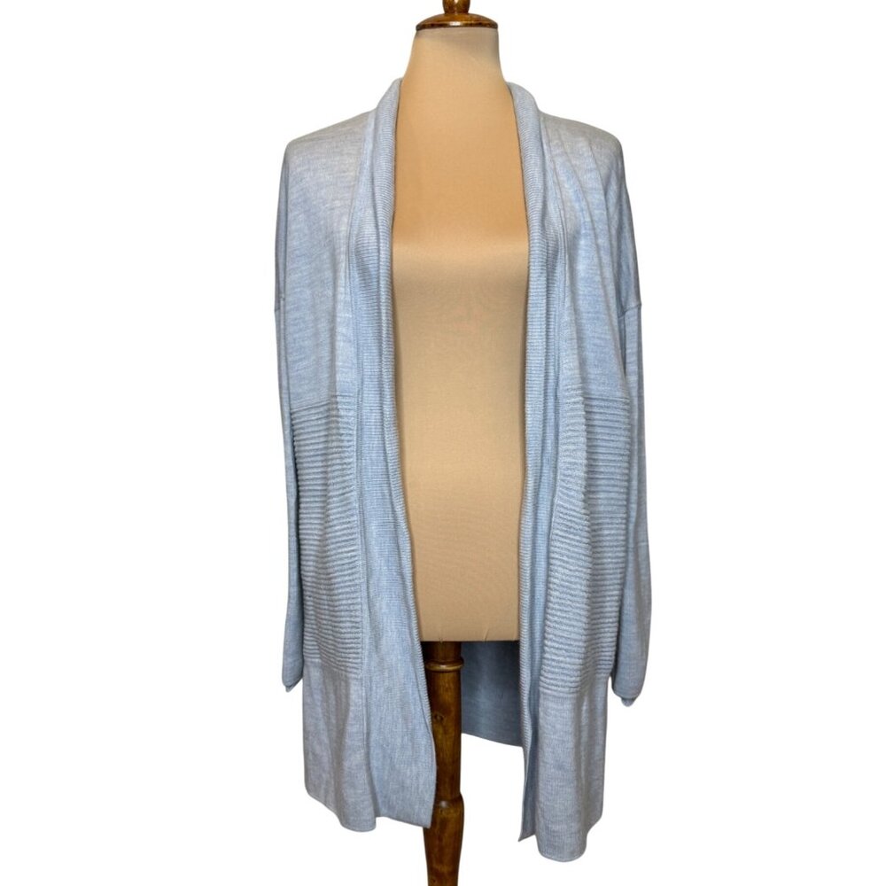 Lululemon Gray Open Front Long Cardigan Sweater Size 6 Lightweight Ribbed Knit W